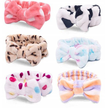 Spa Headband Women Fleece Hair Lace Large Bow Face Wash Headband Make up Hair Band Bow